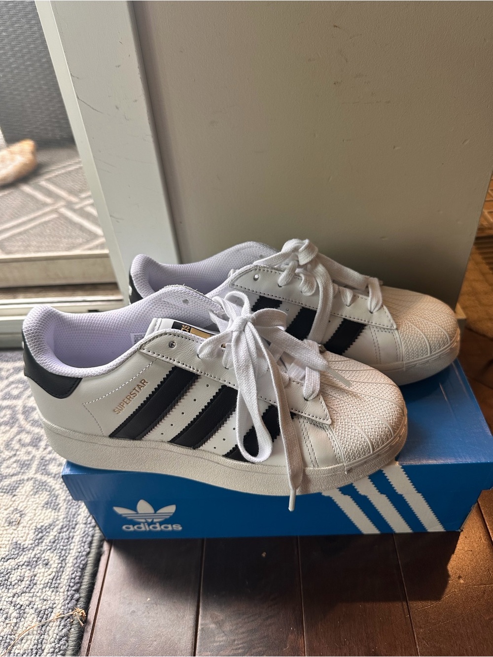adidas Kids Superstar Sneakers - White with Black Stripes